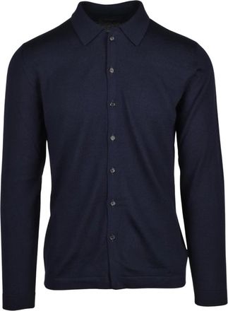 Slowear Cardigan met kraag - Heren - Vesten - Blauw - 2XL - Wol - Truien & Vesten