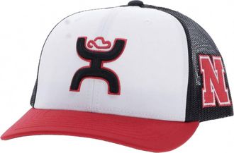 Hooey Nebraska Team Trucker Limited Edition Snapback Cap In White/black/red