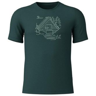 LOEFFLER Printshirt Cottage Merino-Tencel Merinoshirt f&uuml;r Herren | forest