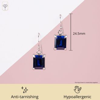 MAX + STONE Sterling Silver 10x8mm Emerald-Cut Gemstone Dangle Earrings
