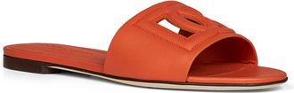 Dolce & Gabbana Womens Slide Sandals Orange Calf Leather