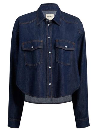 Khaite Neutrals Grenon Cropped Denim Cotton Shirt