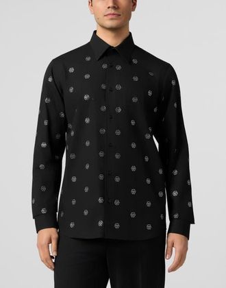 Philipp Plein Sugar Daddy Cut Shirt Monogram Strass Men in Black at Nordstrom, Size Xxx-Large