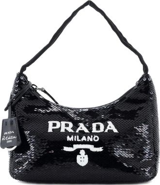 Prada Re-Edition 2000 Sequins Mini hobo bag - Nero