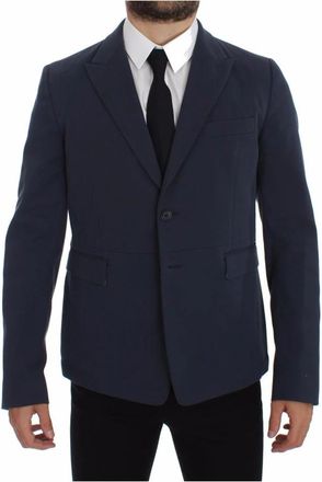 Dolce & Gabbana Katoenen Stretch Tweeknopen Blazer - Heren - Blazers - Blauw - M - Katoen - Jassen