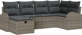 vidaXL Vidaxl - Garden Sofa Set 6 pcs Grey 234 x 124 x 85 cm Poly rattan