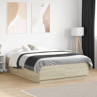 vidaXL Vidaxl - Estructura De Cama Madera De Ingenier&iacute;a Roble Sonoma 135x190 Cm