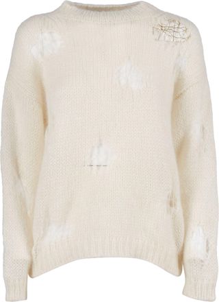 Fabiana Filippi Mohair Ripped Effect Crewneck Sweater With Gold Detail