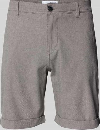 Selected Slim Fit Shorts mit Strukturmuster Modell LUTON in Dunkelgrau, Gr&ouml;&szlig;e L