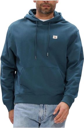 Calvin Klein Hoodies & sweatvesten, Heren, Blauw, XS, Katoen, Cotton Terry Badge Hoodie