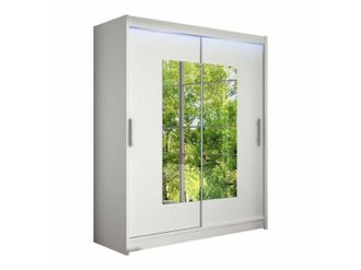 Mirjan24 Mobilier1 - Armario Closico 104, Blanco, 200x150x58cm, Puertas De Armario: Correderas, N&uacute;mero De Estantes: 0, Led