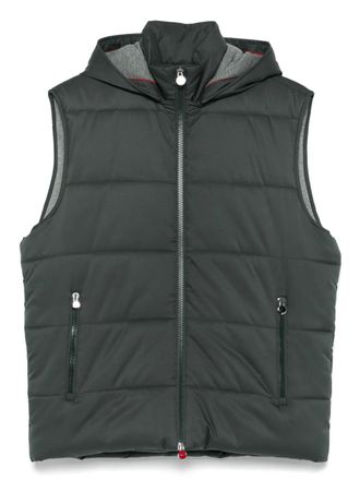 Kiton hooded gilet - men - Viscose/Polyester/Elastane/Polyester - 50 - Green