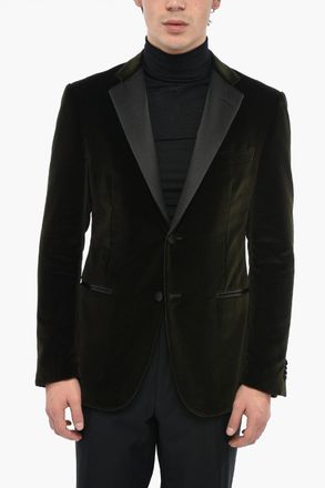 Corneliani Blazer CERIMONIA ACADEMY in Velour con Rever in Satin Corneliani