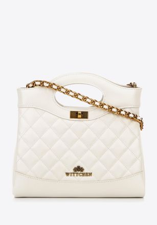Wittchen Mini gewatteerde leren damestas met ketting, cr&egrave;me, natuurlijk leer