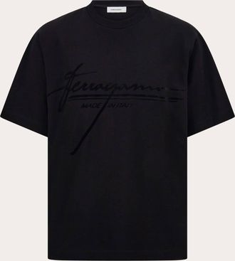 Ferragamo Uomo T-shirt con firma Nero