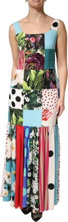 Dolce & Gabbana Multicolor Patchwork Silk Sleeveless Womens Dress (Pre-Owned)