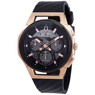 Bulova Curv Chronograph Black Dial Mens Watch 98A185