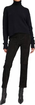 SPRWMN Sofia Cigarette Pull On Trousers In Suede Black