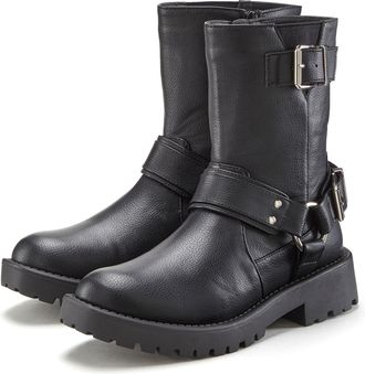 Lascana Bikerboots mit trendigen Zierschnallen, Stiefel, Stiefelette
