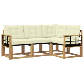vidaXL Conjunto De Sof&aacute;s De Exterior Con Coj&iacute;n 4 Pcs Blanco Y Crema Vidaxl
