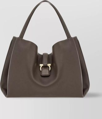 Ferragamo gancini large leather shoulder bag