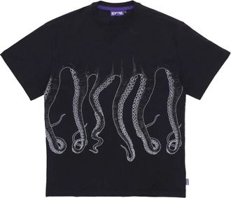 Octopus Tentakels Logo Zwarte T-shirt - Heren - T-shirts - Zwart - XL - Katoen - Tops