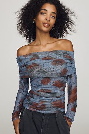 Maeve Aleda Mesh Off-Shoulder Top by Maeve