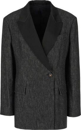 Brunello Cucinelli Denim Effect Twill Blazer - Dames - Blazers - Zwart - M - Denim - Jassen