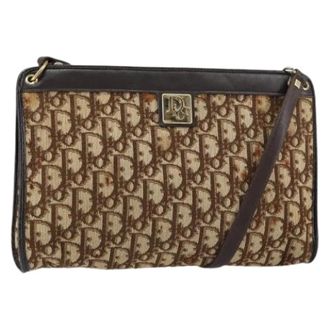 Dior Pre-owned Shoulder Bags, female, Beige, Size: ONE SIZE Pre-owned Vintage Canvas Shoulder Bag
