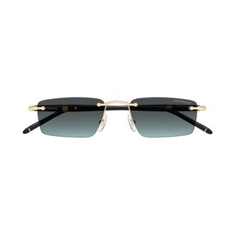 Montblanc Rimless Rectangular Sunglasses With Gradient Lenses And Gold Accents