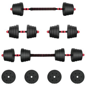 vidaXL Juego De Mancuernas 2 En 1 40kg Negro Y Rojo Vidaxl