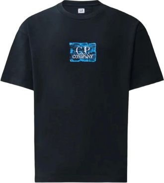 C.P. Company C.p. Company - 30/1 Jersey T-shirt met korte mouwen en graphics - Heren - Tops - Zwart - Maat: XL Jersey