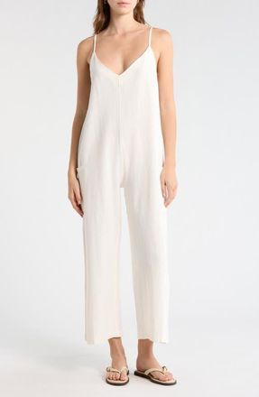 Billabong Day to Day Cotton & Linen Blend Romper in Salt Crystal at Nordstrom, Size X-Large