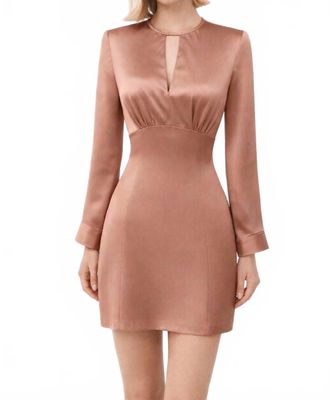 Amanda Uprichard Keyhole Long Sleeve Mini Dress In Rose Bronze
