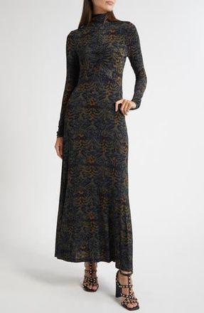 Ulla Johnson Koa Allover Print Long Sleeve Jersey Dress in Desert Jasper at Nordstrom Rack, Size Large