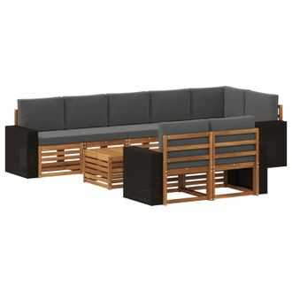 vidaXL Conjunto De Sof&aacute;s De Exterior 9 Uds. Natural Y Antracita Vidaxl