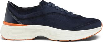 Santoni Marineblauwe Sneakers met Geperforeerde Details - Heren - Sneakers - Blauw - 41 1/2 EU - Leer - Schoenen