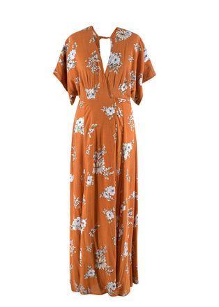 Faithfull The Brand orange floral wrap dress Size XXS