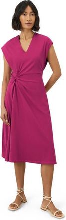 Pact Cotton Jersey V-Neck Twist Dress Made with Organic Cotton in Cactus Flower Pink at Nordstrom, Size Xx-Large