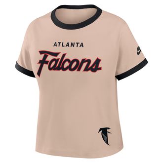 Nike Atlanta Falcons Rewind Ringer Mod Nike Womens NFL Cropped T-Shirt in Brown | 04N90J2R87V-X5Q