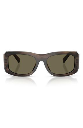 Dolce & Gabbana 57mm Rectangular Sunglasses in Striped Tobacco/brown at Nordstrom