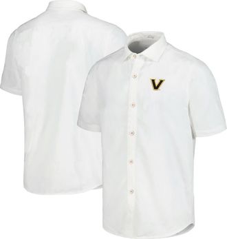 Tommy Bahama Mens Tommy Bahama White Vanderbilt Commodores Coconut Point Palm Vista IslandZone Camp Button-Up Shirt at Nordstrom, Size X-Large