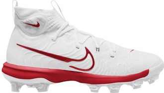 Nike Mens Alpha Huarache NXT MCS Cleats - Baseball Shoes White/Pure Platinum/University Red Size 10.0