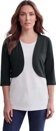 Roaman's Bolero Cardigan With Three Quarter Sleeves in Black at Nordstrom, Size Small