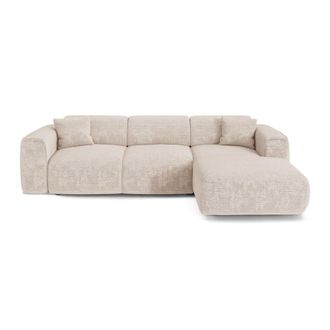 Sia Home Sof&aacute; cama en &aacute;ngulo recto 5 plazas terciopelo gofrado crema