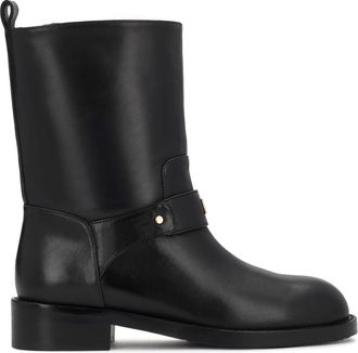 Kazar Minimalistische platte enkellaarsjes met enkelbandjes - Dames - Enkellaarsjes - Zwart - 35 EU - Leer - Schoenen
