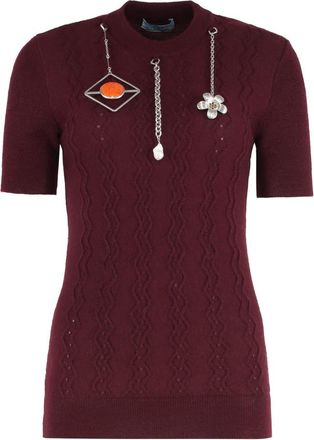 Prada Maroon Knitted Crew Neck Sweater