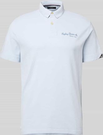 Replay Regular Fit Poloshirt aus reiner Baumwolle in Hellblau, Gr&ouml;&szlig;e XXL