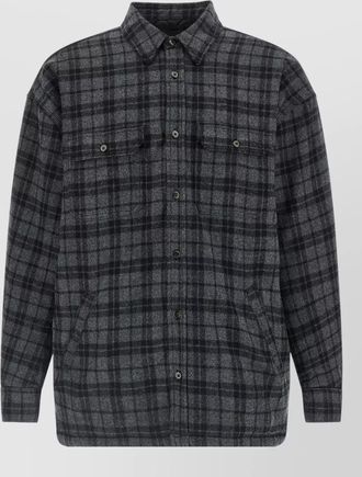 Willy Chavarria checked quilted wool shirt jacket