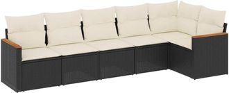 vidaXL Vidaxl - Set De Sof&aacute;s De Jard&iacute;n 6 Piezas Y Cojines Rat&aacute;n Sint&eacute;tico Negro